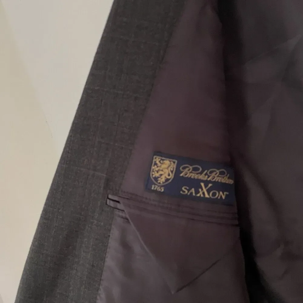 Brooks Brothers Makers 1818 Madison Sport Coat Blazer 42L 36W Gray Saxxon Wool